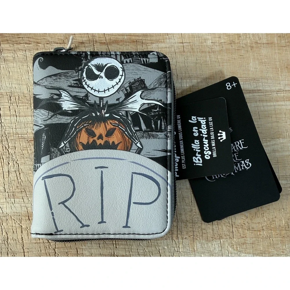 NEW Loungefly Nightmare Before Christmas Jack RIP Glow In The Dark Zip Wallet